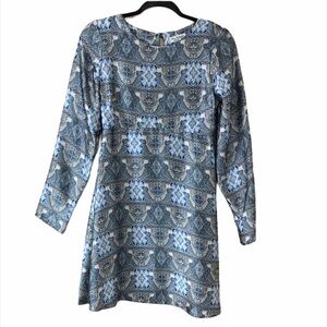 Miss Selfridge Blue Satin Longsleeve Tunic Dress
